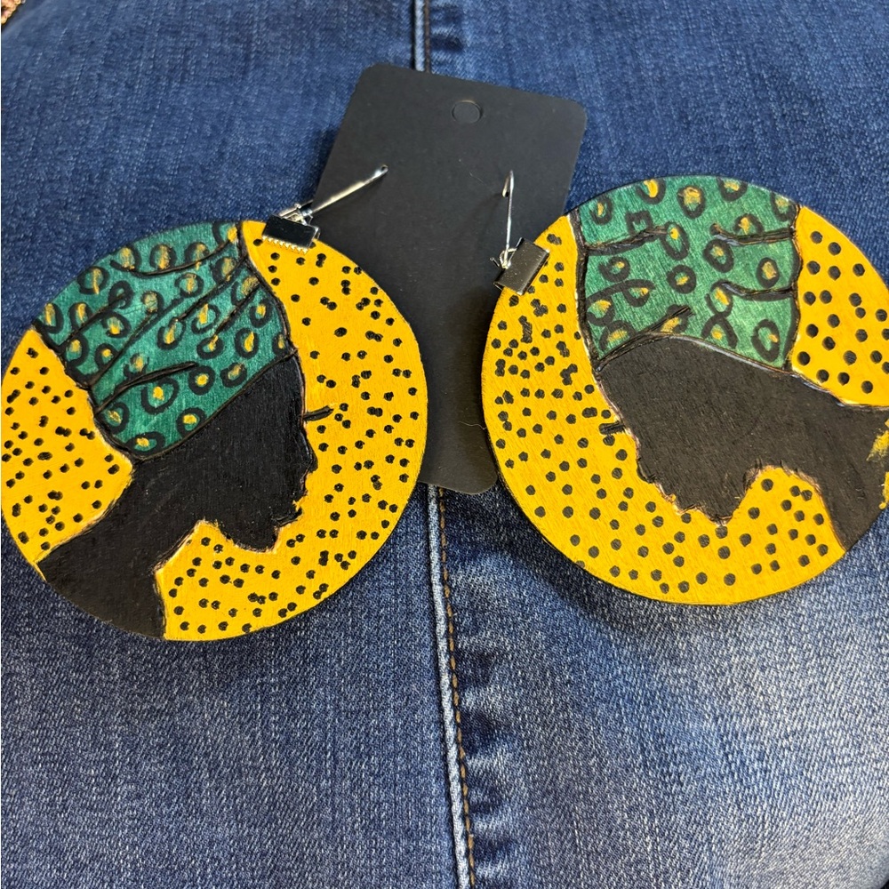 Bold Yellow and Green Artistic Statement Earrings